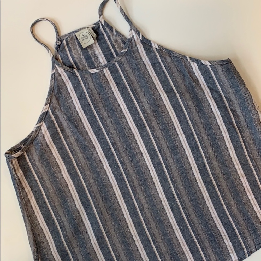 Anthropologie Paper Crane Stripe Linen Top